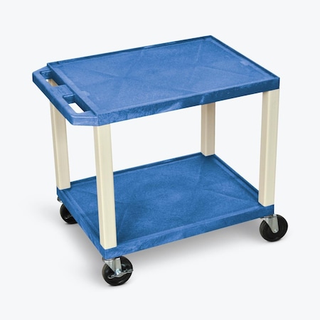 Fine-Line 26 in. Two Shelves AV Cart with Putty Legs, Blue FI3574672